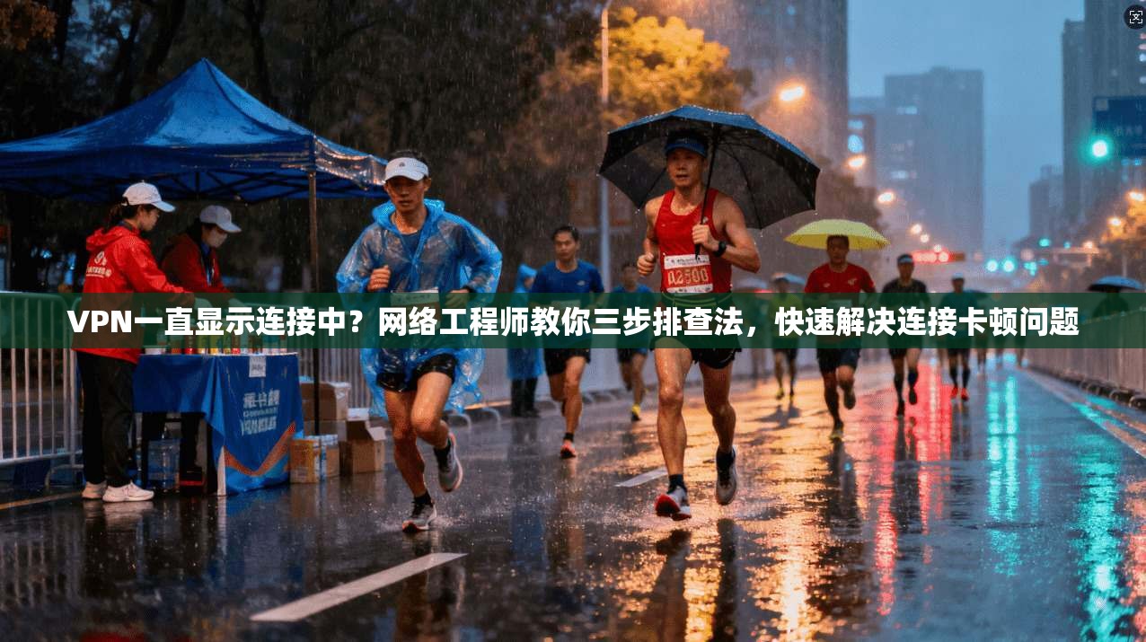 VPN一直显示连接中?网络工程师教你三步排查法,快速解决连接卡顿问题